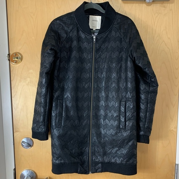 Anthropologie Nümph Black Quilted Chevron Winter Coat - Picture 3 of 12